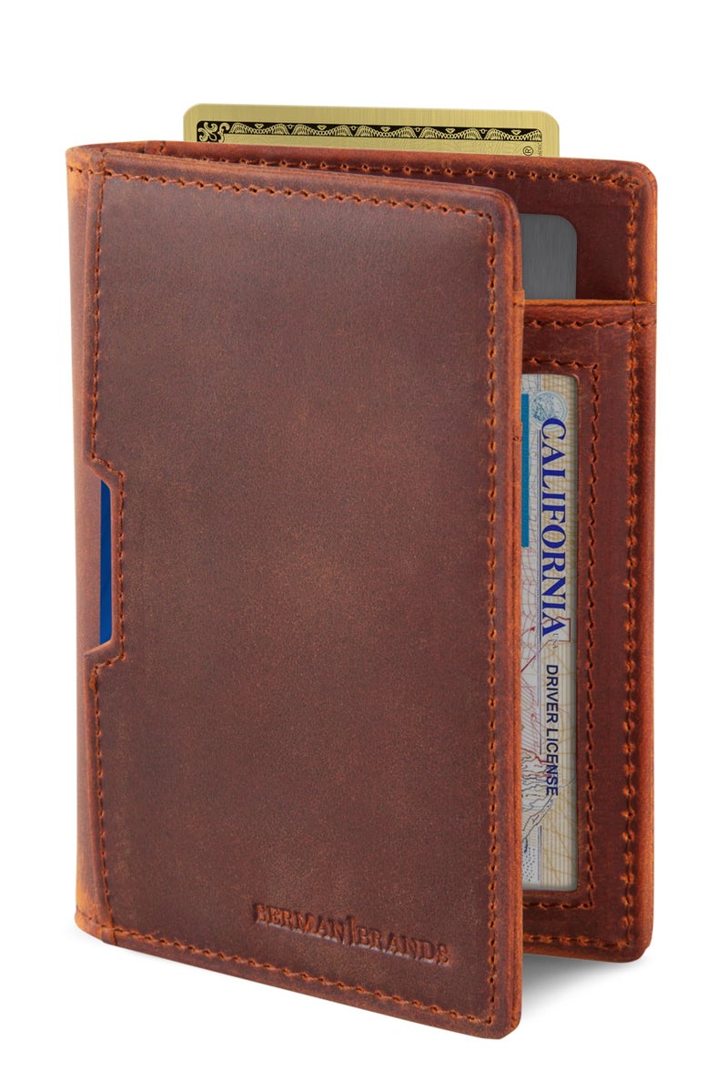 SERMAN BRANDS - Wallets for Men Slim Mens leather RFID Blocking Minimalist Card Front Pocket Bifold Travel Thin (Canyon Red 5.0) - Image 1